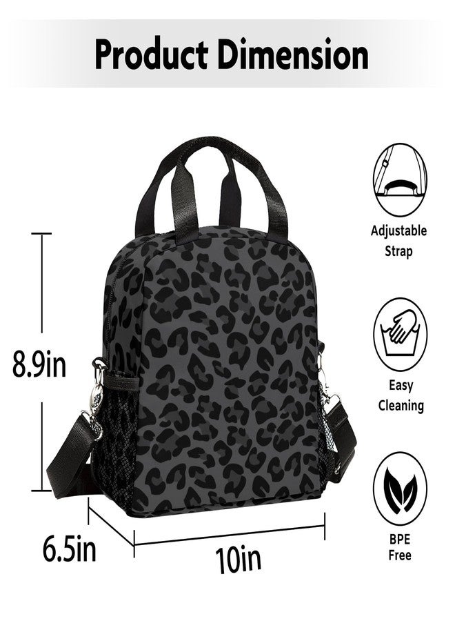 WOBAGMEN Lunch Bag for Women, Black Leopard Lunch Bags Insulated Lunch Box With Adjustable Shoulder for Girls Adult,Reusable Small Cheetah Lunch Tote Bags for Work School - Image 4
